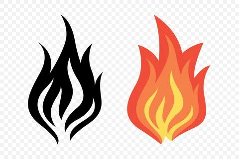 Flat Vector Fire Flame Icon Set. Campfire Shape Sign, Isolated. Bonfire Stock Illustration