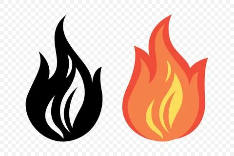 Flat Vector Fire Flame Icon Set. Campfire Shape Sign, Isolated. Bonfire Stock Illustration