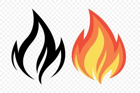 Flat Vector Fire Flame Icon Set. Campfire Shape Sign, Isolated. Bonfire Stock Illustration