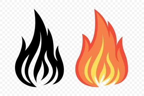 Flat Vector Fire Flame Icon Set. Campfire Shape Sign, Isolated. Bonfire Stock Illustration
