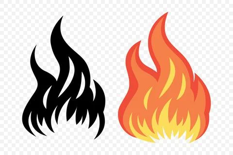 Flat Vector Fire Flame Icon Set. Campfire Shape Sign, Isolated. Bonfire Vector Stock Illustration