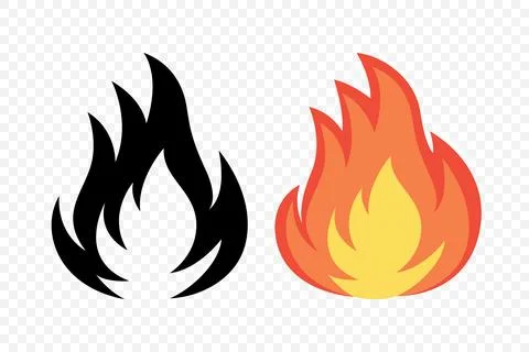 Flat Vector Fire Flame Icon Set. Campfire Shape Sign, Isolated. Bonfire Vector Stock Illustration