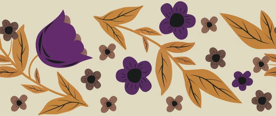 Flat vector floral illustration. Modern seamless floral pattern. Perfect for Illustrazione stock