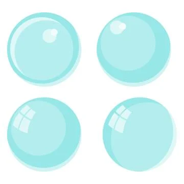 Flat vector Flying bubbles of soap suds. Underwater gas flow in water. Illustrazione stock