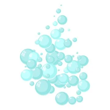 Flat vector Flying bubbles of soap suds. Underwater gas flow in water. イラスト素材