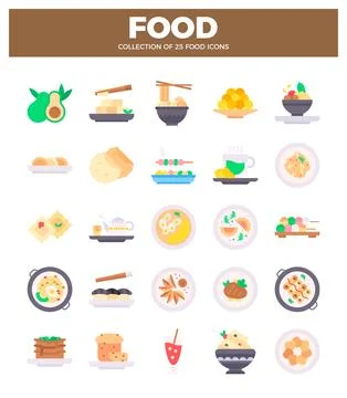 Flat vector food icons on a white background. イラスト素材