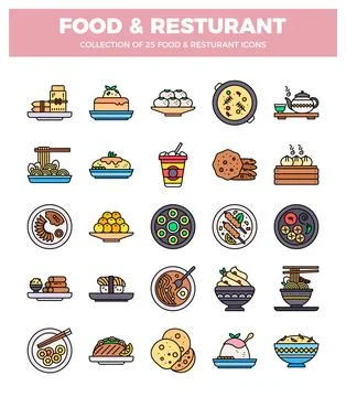 Flat vector food icons on a white background イラスト素材