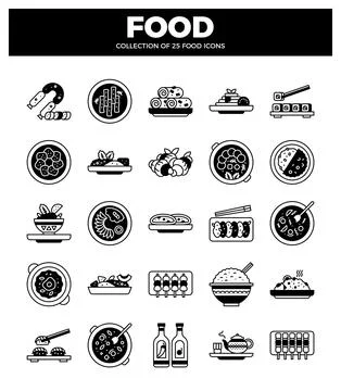 Flat vector food icons on white background イラスト素材