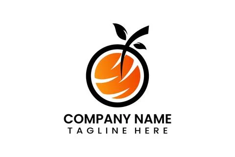 Flat vector fruit orange logo modern template Stock Illustration