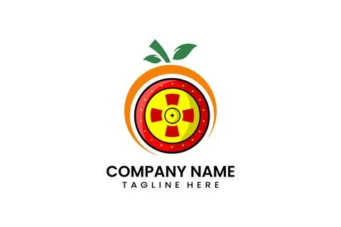 Flat vector fruit shield logo modern template Stock Illustration
