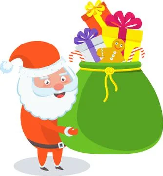 Flat vector funny happy Santa Claus character Illustrazione stock