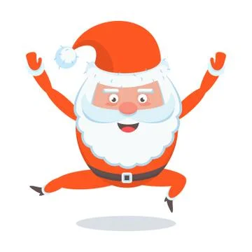 Flat vector funny happy Santa Claus character Illustrazione stock