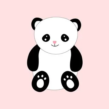 Flat vector of funny little panda . Cartoon character of cute bamboo bear. Gr Stock Illustration