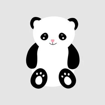 Flat vector of funny little panda . Cartoon character of cute bamboo bear. Gr Stock Illustration