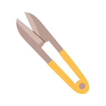 Flat vector garden hedge shears with yellow handles. Minimal gardening tool Stock Illustration