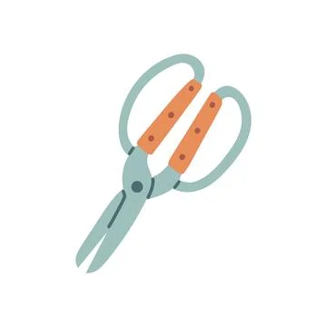 Flat vector garden scissors with pastel handles, isolated on white background Illustration