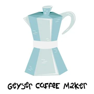 Flat vector geyser cofee maker. Alternative methods of brewing coffee. Coffee Stock Illustration
