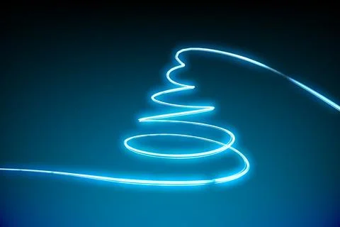 Flat vector glowing blue neon line is coiling and looping in spiral on dark Illustrazione stock