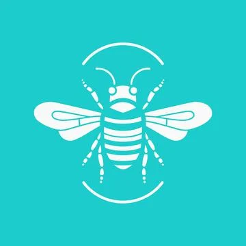Flat vector graphic line logo of bee simple minimal Illustrazione stock