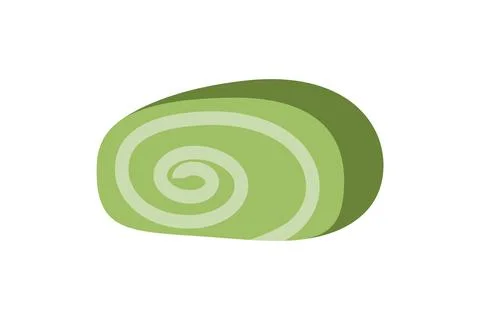 Flat Vector Green Matcha Swiss Roll Cake Slice for Japanese Dessert Design Illustrazione stock