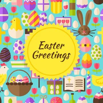 Flat Vector Happy Easter Background Stock Illustration