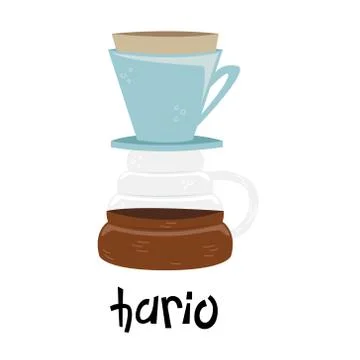 Flat vector hario. Alternative methods of brewing coffee. Coffee culture. Stock Illustration