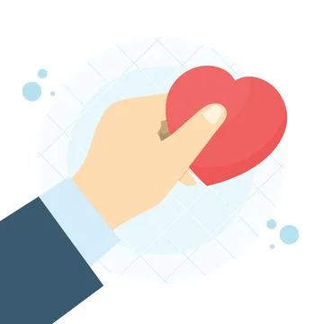 Flat vector of a helping hand holding a heart Stock Illustration