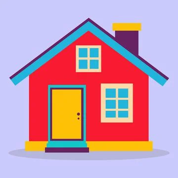 Flat vector house design. The red house icon. Stock Illustration