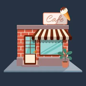Flat vector ice cream cafe icon Stock Illustration