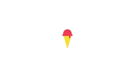 Flat Vector Ice Cream Cone Icon Animated on White Background Stock Footage 345958407