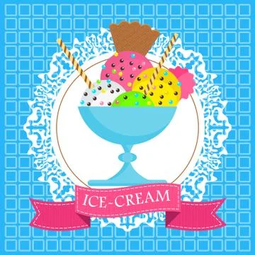 Flat vector Ice cream delicious sweet frozen dessert Stock-Illustration