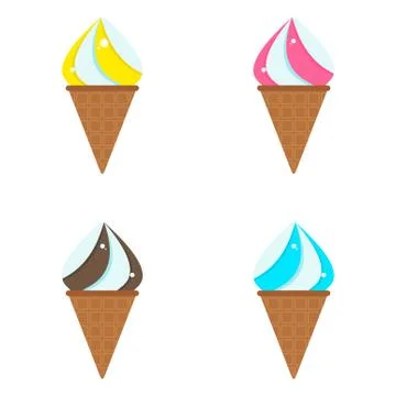 Flat vector Ice cream delicious sweet frozen dessert Illustrazione stock