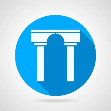 Flat vector icon for arch with column Circle blue flat vector icon with wh... Stock Photos