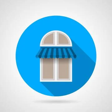 Flat vector icon for arch window with awning Flat round blue vector icon f... Stock Photos