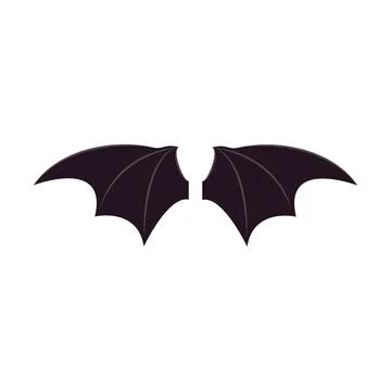 Flat vector icon of black bat wings. Accessory of carnival costume Stock Illustration