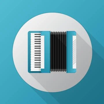 Flat vector icon for blue accordion Gray circle flat vector icon for blue ... Stock Photos