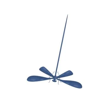Flat vector icon of blue dragonfly. Small fast-flying insect with long body and Illustrazione stock