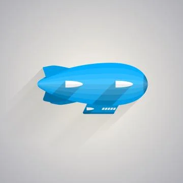 Flat vector icon of blue Zeppelin 스톡 일러스트