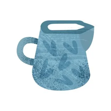 Flat vector icon of bright blue jug with texture. Ceramic utensil theme Stock Illustration