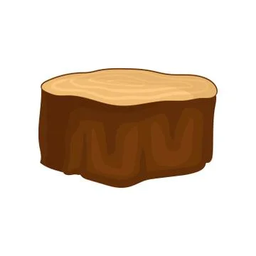 Flat vector icon of brown dry tree stump with annual growth rings. Natural Stock Illustration