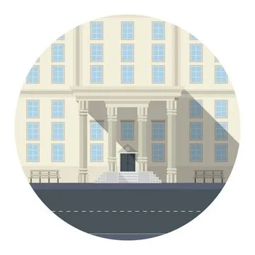 Flat vector icon for building Residential building or hotel facade with be... Fotos de archivo
