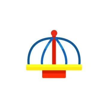 Flat vector icon of children s roundabout or merry-go-round. Carousel for little Stock Illustration