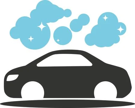 Flat vector icon of a clean car with soap bubbles design Ilustração Stock