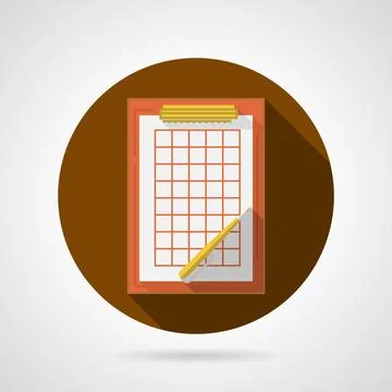 Flat vector icon for clipboard Brown colored round vector icon with red cl... Stock Photos