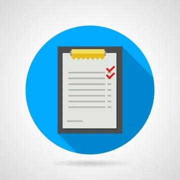 Flat vector icon for clipboard with form Circle blue flat vector icon for ... Stock Photos