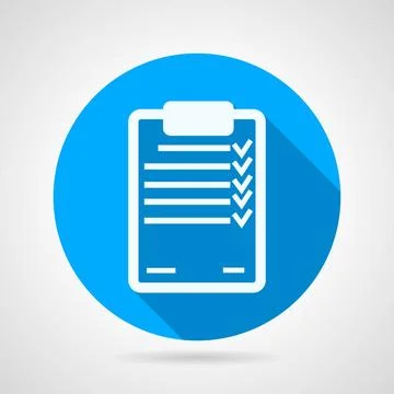 Flat vector icon for clipboard Round blue flat vector icon with white silh... Stock Photos