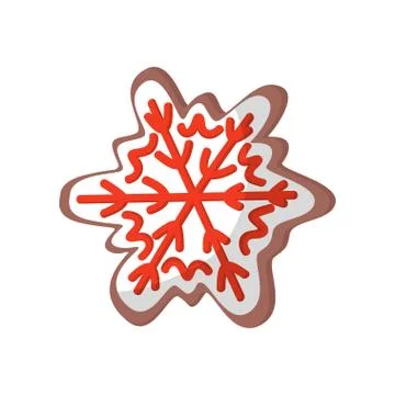 Flat vector icon of delicious gingerbread in shape of snowflake. Tasty Christmas Illustrazione stock