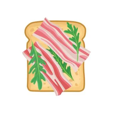 Flat vector icon of delicious sandwich for breakfast or lunch. Toasted bread Stock Illustration