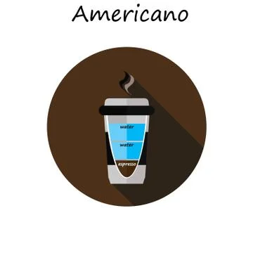 Flat vector icon design collection cup of americano Stock Illustration