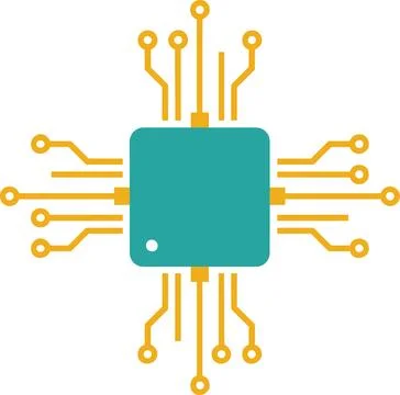 Flat vector icon of a digital computer processor chip Stock Illustration